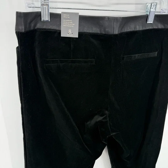The Limited Drew Fit Women's Black Velvet and Leather Trousers Size 8 - Picture 3 of 8